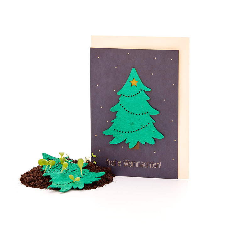 Carte de sapin de Noël avec le texte : « Joyeux Noël »