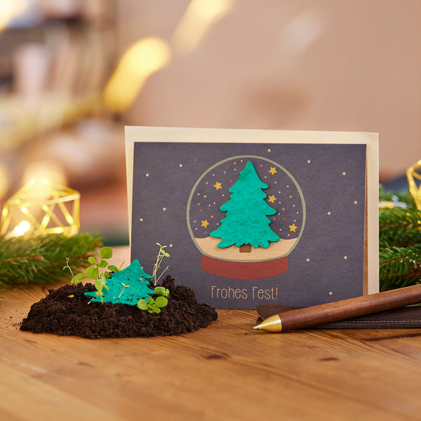 Carte de Noël - Joyeux Noël - Sapin de Noël dans une boule de verre