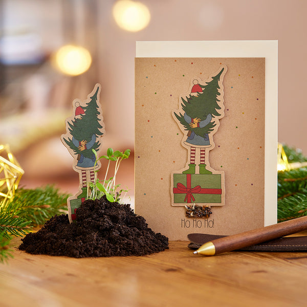 Carte HoHoHo pour la période de Noël avec motif de Noël