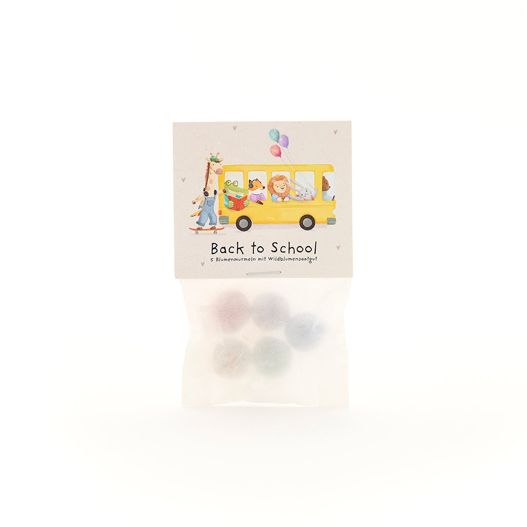 5 billes de fleurs dans un sachet pour la rentrée "Bus"