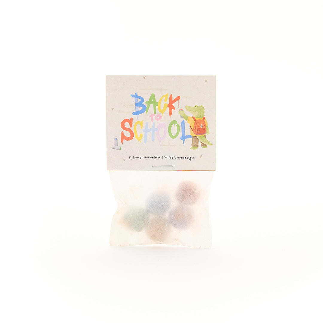 5 billes de fleurs dans un sachet pour la rentrée "Graffiti"