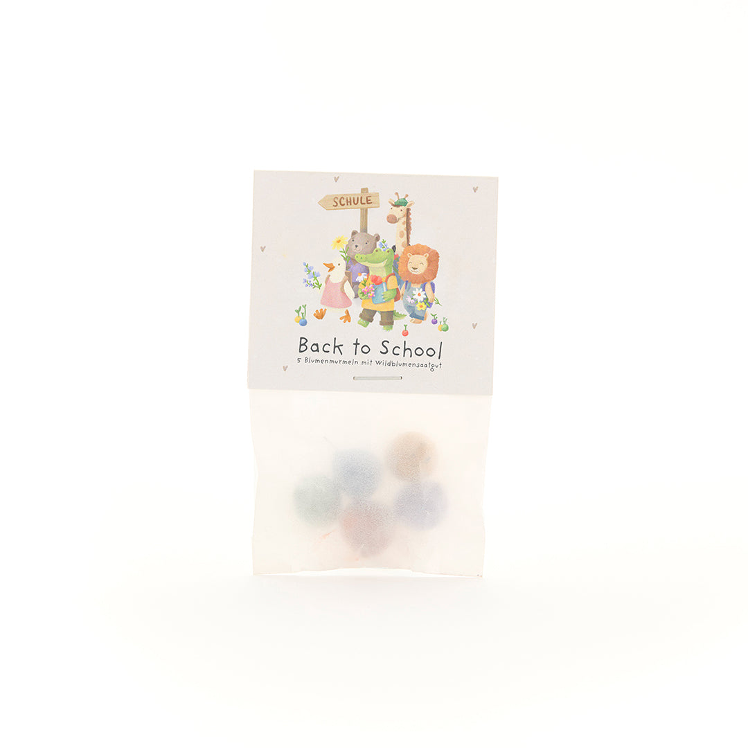 5 billes de fleurs dans un sachet pour la rentrée "Animaux"