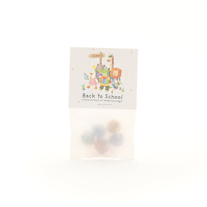 5 billes de fleurs dans un sachet pour la rentrée "Animaux"