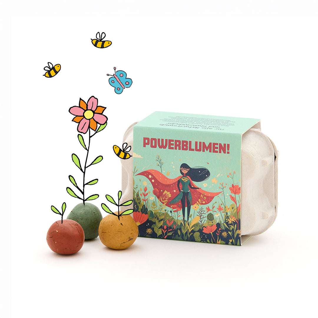6 billes de fleurs colorées dans une boîte à œufs - Fleurs puissantes