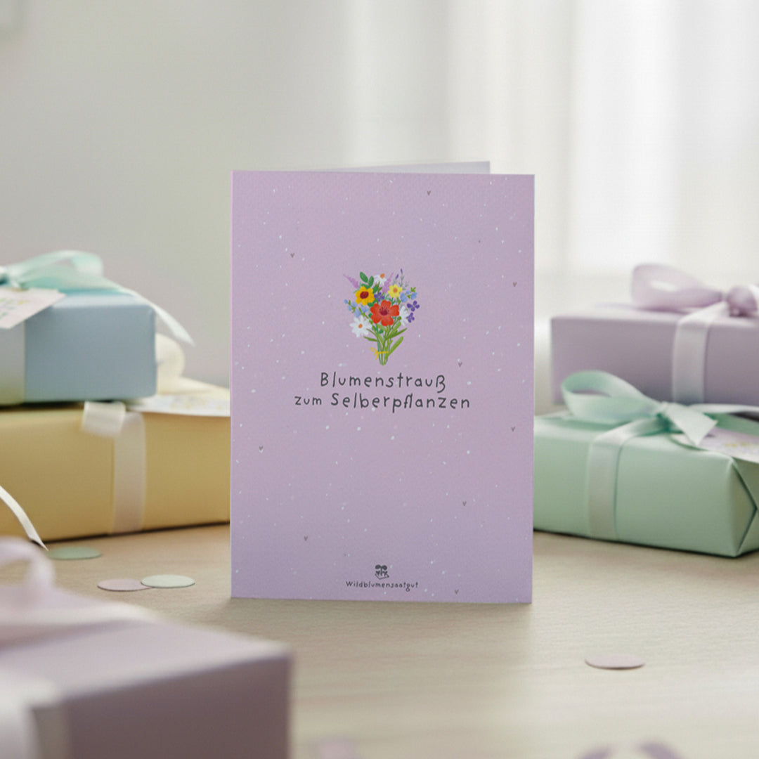 Carte de vœux - Bouquet de fleurs à planter soi-même