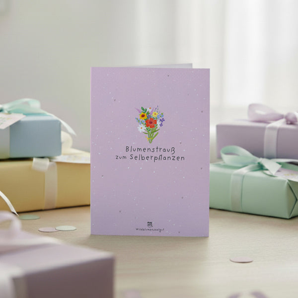 Carte de vœux - Bouquet de fleurs à planter soi-même