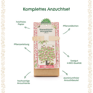 Kit complet de culture d'arbre à abeilles avec papier sans bois, bâtons de plantation, instructions de plantation, terreau de haute qualité, graines biologiques et sac de culture sans aluminium.