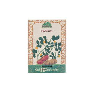 Paquet de graines d'arachide avec illustration de la plante d'arachide et des arachides sur le devant.
